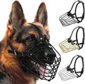 German Shepherd Dog Muzzle Metal Basket for Medium Large Dogs Adjustable Durable Leather Straps Secure Wire Mask for Biting Chewing Barking (M - Size)