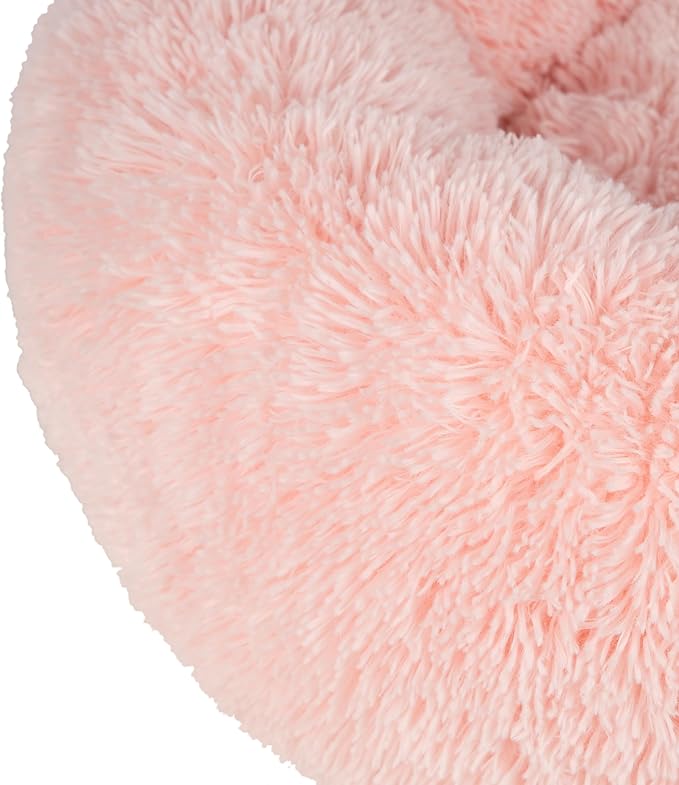 Best Pet Supplies Dog House Bed Crate Mat Tent Indoor Round Soft Plush for Small, Medium, and Large Breeds - Pink, 27 x 27 x 7.5