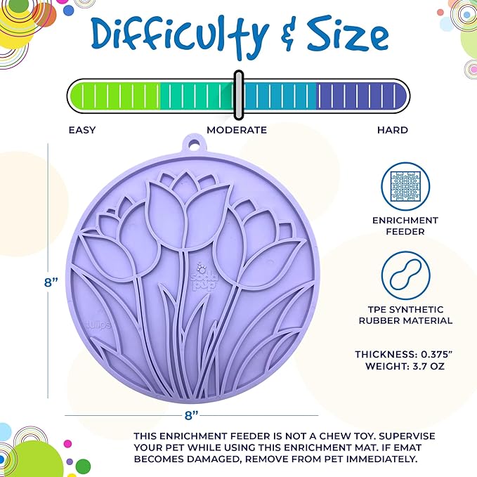 SodaPup Tulip eMat – Durable Enrichment Feeder Made in USA from Non-Toxic, Pet-Safe, Food Safe Rubber for Mental Stimulation, Avoiding Overfeeding, Fresh Breath, Digestive Health, Calming, & More