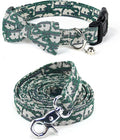 Bowtie Collars for Medium Dogs, Elegant Collars with Leash Set, Dog Collars with Bowtie Adjustable 13.8"-17.7", Green, M