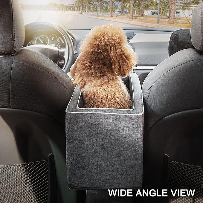 Brrnoo Console Dog Car Seat Armrest Booster Seat, Universal Cat Nest Pet Car Mat, Four Season, Grey