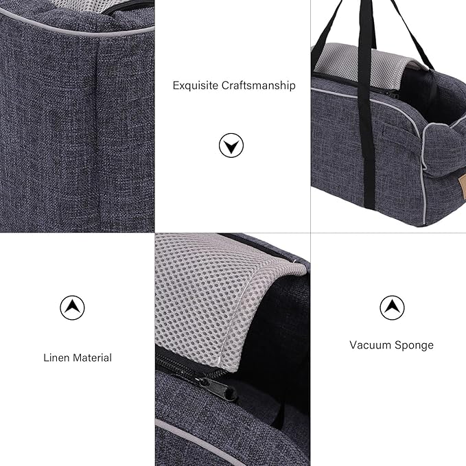 Haofy Console Dog Car Seat Center Console Pet Booster Seat with Safety Tether Portable Handle Design Removable Cushion for Cars Travel Camping