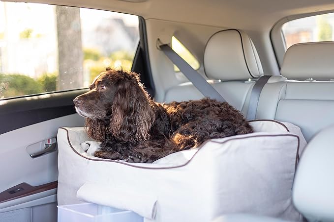 Snoozer Luxury Lookout Pet Car Seat, Large Luxury II, Buckskin with Java