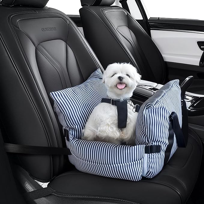 Daneey Small Dog Car Seat for Small Dogs under 15 lbs, Dog Booster Seat for Car, Fully Detachable Washable Dog Car Bed for Car Travel, Non-slip Safety Pet Car Seat with Seat Belt, Blue
