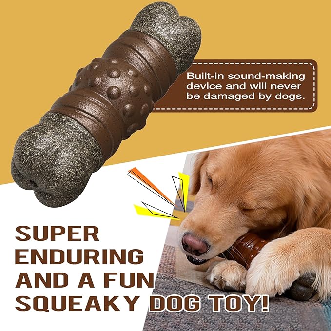 LiuMelinda Dog Chew Toys for Aggressive-Chewers - Indestructible Dog Toy for Aggressive Chewer，Tough Chew Toys for Dogs （Rubber Log-Bone）