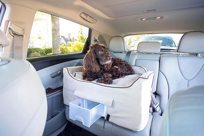 Snoozer Luxury Lookout Pet Car Seat, Large Luxury II, Buckskin with Java