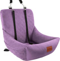 Dog Car Seat for Small Dogs Up to 25lbs,Soft Washable Fabric Fill in Memory Foam,Easy to Assemble with 2 Clip-On Safety Leashes and Storage Pockets,Front or Back Seat are Both OK(Purple)