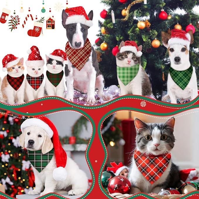 Preboun 200 Pcs Valentines Dog Bandanas Bulk Buffalo Plaid Bandanas for Dogs Triangle Kerchief Bibs Scarf Set for Pet St Patricks Day Costume Photo Props Accessories Pet Shops & Daily Wear, 25 Styles