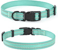 Mile High Life Reflective Dog Collar, Basic Dog Collars Adjustable Quick Release, Soft Nylon Pet Collar with Metal D-Ring for Small Medium Large Dogs (Green, L Neck15-19")