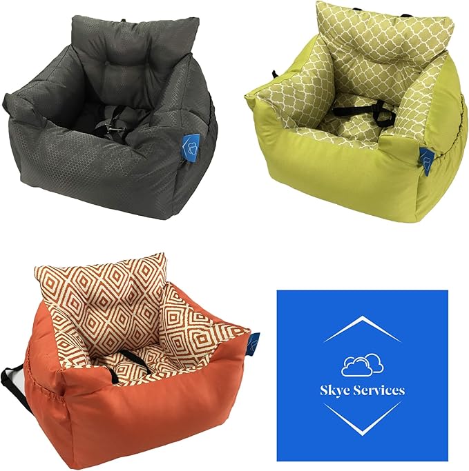 Waterproof Dog Car Seat with Removable Cushion - Pet Car Booster Bucket Seat - 18x16x12 Inches (Orange)