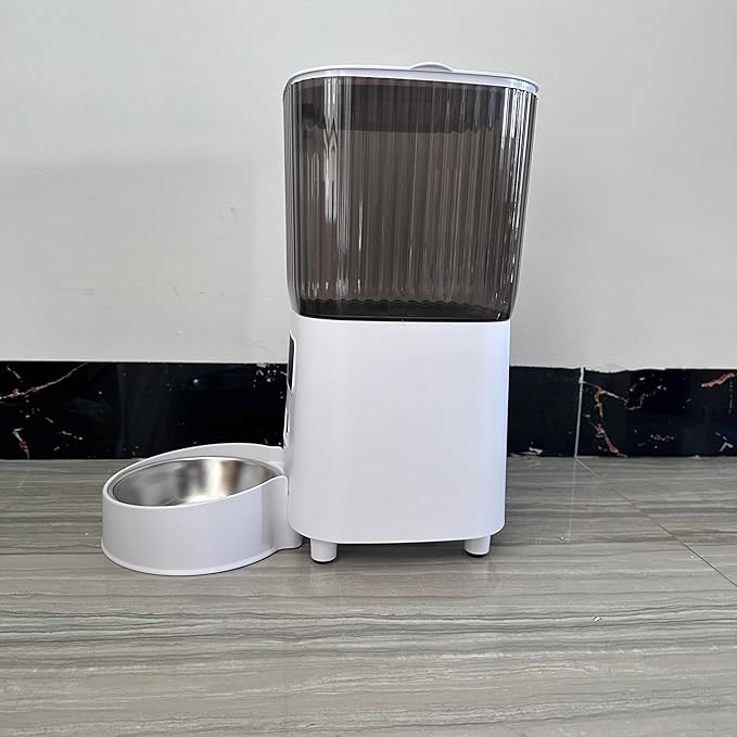 Automatic Pet Feeder with Timer, Portion Control and LCD Display, Programmable Food Dispenser for Cats and Dogs, 6L Capacity with Stainless Steel Bowl