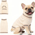 Small/Medium Dog Sweater, Warm Dog Winter Coat w/Sleeves, Comfortable High Neck & Leash Hole, Premium Dog Clothes for Bulldog-Best for Holidays, Daily Walks L White