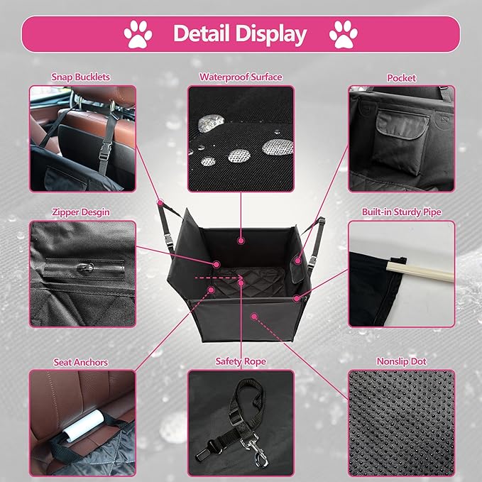 Medium Dog Car Seat - Scratchproof Waterproof Booster Seat for Large Dogs, SUVs, Cars & Trucks - 19" x 23" x 19"