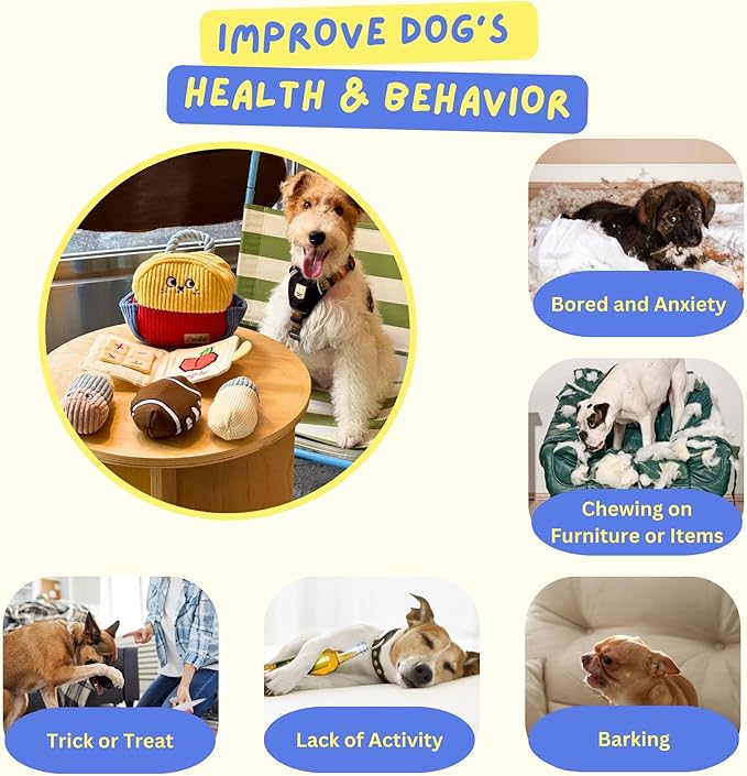 Squeaky Plush Dog Toys, 5-in-1 Crinkle Durable Puppy Toys to Keep Busy, Stuffed Hide & Seek Cognitive for Small Dogs, Teething, Boredom Relief & Birthday Gift