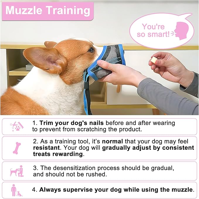 LUCKYPAW Dog Muzzle, Mesh Muzzle for Small Medium Large Dogs, Soft Mouth Guard to Prevent Biting Chewing, Drinkable Breathable Adjustable Puppy Mouth Cover(XL(Snout: 8¾"-10¼"), Pink)