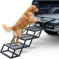 Foldable 4-Step Dog Stairs for Cars, Trucks & SUVs – Heavy-Duty Carbon Steel Pet Ladder Supports 230LB, Non-Slip Metal Mesh, Joint-Friendly Portable Ramp for Large & Small Dogs