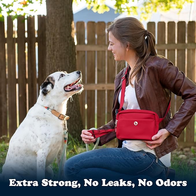 Puppington Certified Home Compostable Poop Bags - ASTM D6400 Compliant - 90 Extra Thick Bags - Plant Based - Pairs with Puppington 3-in-1 Bag & Fits all Standard Poop Bag Dispensers (Ruby Red)
