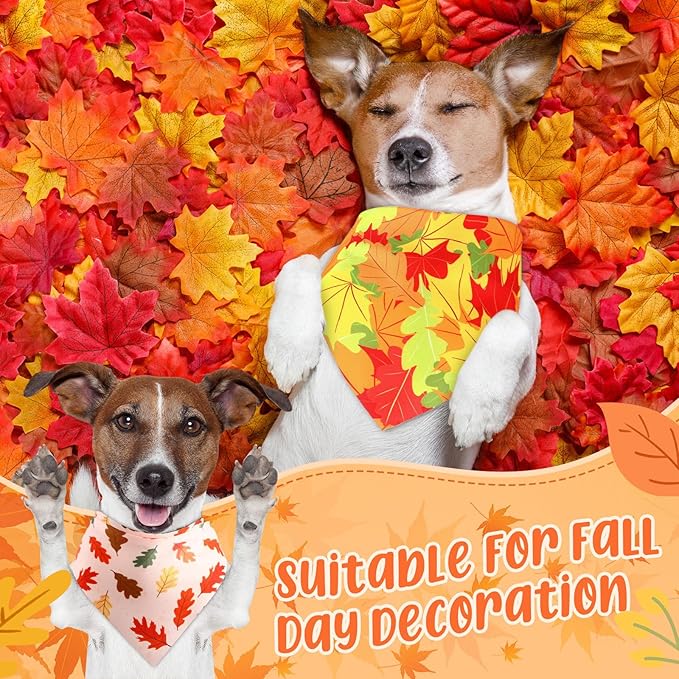 Preboun 50 Pcs Fall Thanksgiving Dog Bandana Bulk Pumpkin Maple Leaves Bandana for Dogs Triangle Kerchief Bib Scarf for Pets Costume Photo Props Accessories Pet Shops, 25 Styles (25.6 x 17.7 x 17.7)