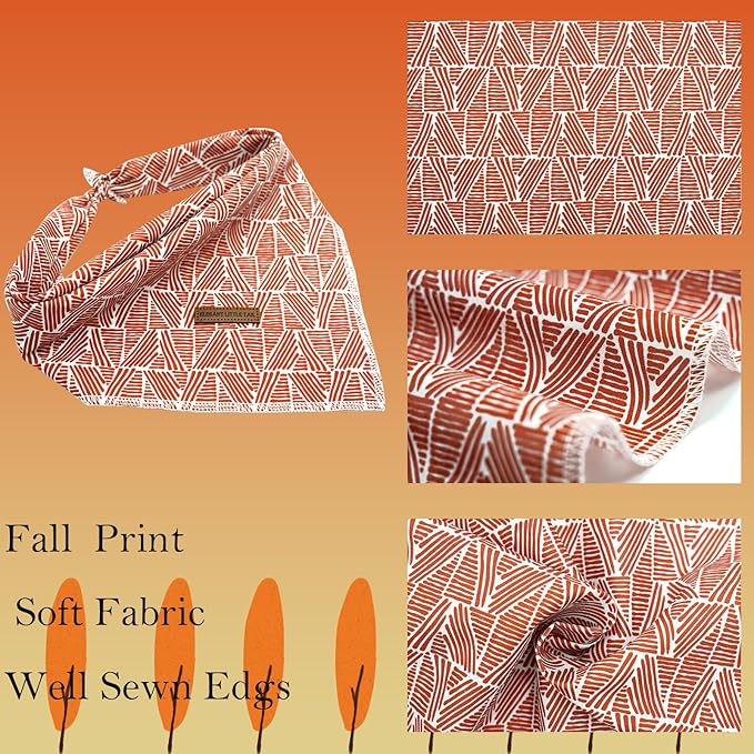 Elegant Little Tail Dog Bandana, Fall Halloween Adjustable Scarf Handkerchief Bib for Small Large Dogs, Boy Girl Square Kerchief