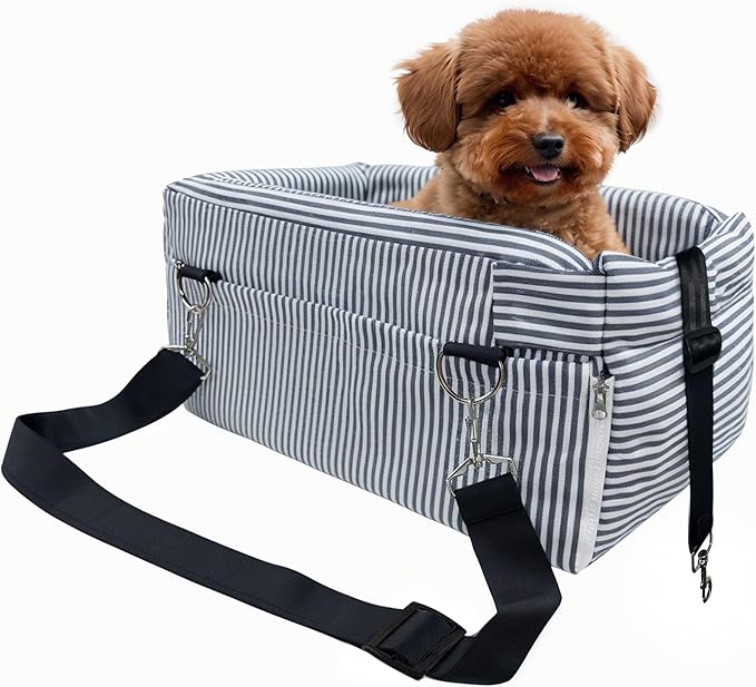 Johnear Puppy Dog Booster Seat for Small Dog up to 20 lbs Outing Car Travel, 3 in 1 Portable Pet Handbag Sofa Dogs Car Center Console Seats ，Pet Carrier with Safety Belt for Passenger Seat