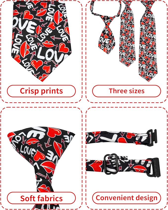 PET SHOW 10 Pack Valentines Dog Ties Neckties for Large Medium Dogs Adjustable Holiday Grooming Accessories Neck Ties Bowties Girl Boy Pets Festival Costumes Puppy Wedding Party Gift Favor(Medium)
