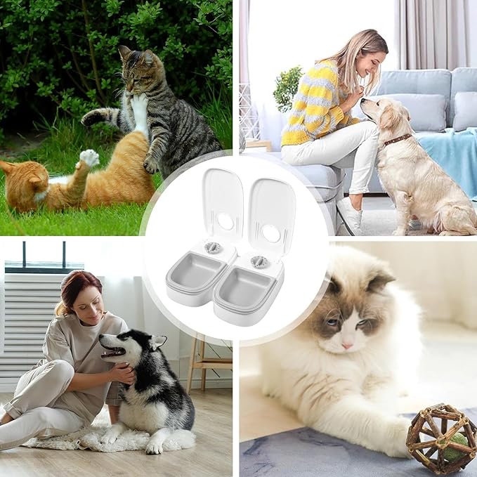 Automatic Dog Feeder - 350ml Non Slip Feeding Storage | Battery Powered Cat Automatic Feeder | for Treat Snack Meals Puppy Small Medium Large Breed Indoor Outdoor Apartment Balcony