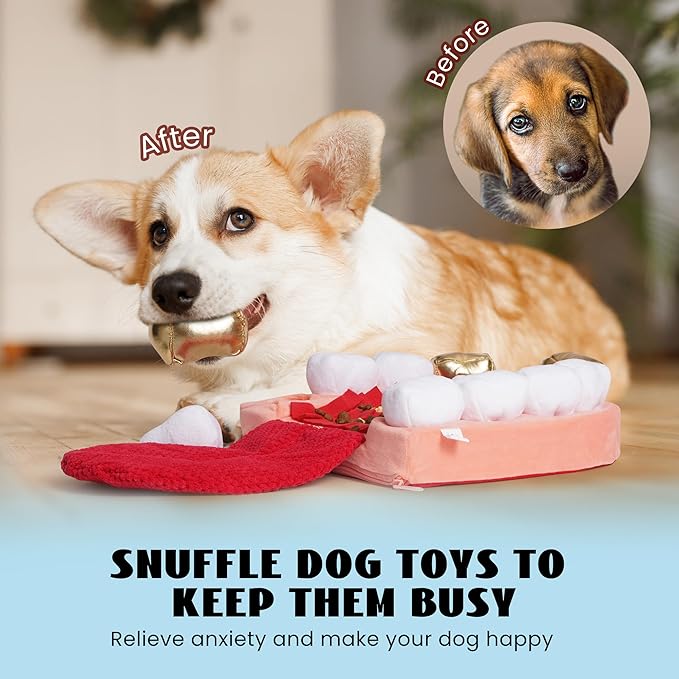 Nocciola Interactive Teeth Dog Toys – Enrichment Puzzle Funny Dog Toy for Small to Large Dogs, Non-Slip Hide and Seek Dog Toys to Keep Dogs Busy