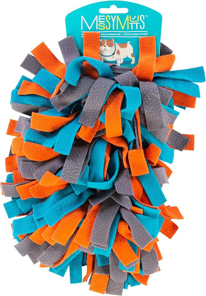 Messy Mutts Round 15” Forage Mat with No-Slip Suction Cups | Snuffle Mat Puzzle for Dogs | Stimulating Sniffing Interactive Puzzle for Dogs