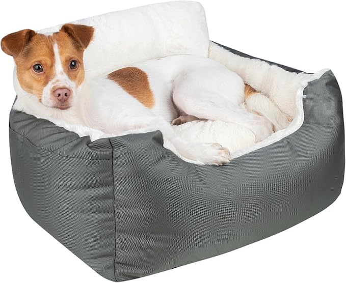 Best Pet Supplies Dog House Bed Crate Mat Tent Indoor Round Soft Plush for Small, Medium, and Large Breeds - Gray, 21 x 20 x 14