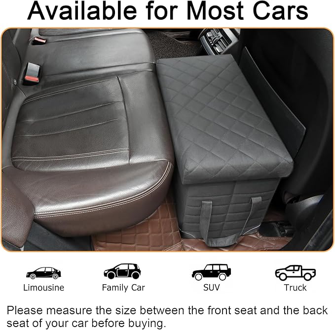 GJEASE Car Back Seat Extender for Large Dogs up to 200lbs,Dog Car Back & Front Seat Extender with Storage,Pets Can to Have The Whole Front/Back Seat to Stretch Out and Nap On Trips