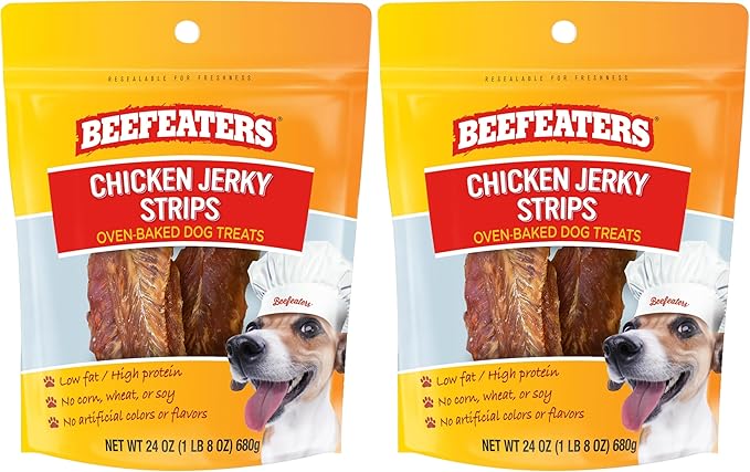 Beefeaters Chicken Jerky Strips for Dogs – Dog Treat. 100% Real Chicken Breast, Grain-Free, No Additives, Perfect for Training & Healthy Growth, Allergy-Friendly