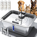 15L Automatic Water Dispenser for Dogs and Cats, Includes Pet Feeding Mat & 3 Filters, Stainless Steel Dog Water Fountain with Low Water Warning Indicator, Low-Noise Pump
