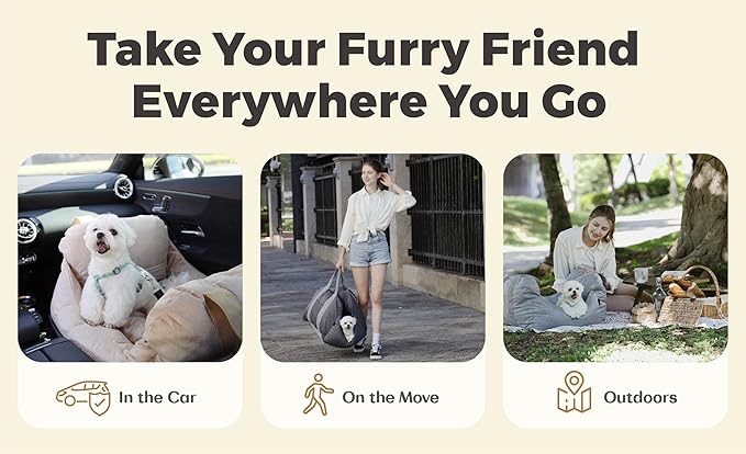 PET AWESOME Dog Car Seat, Puppy Booster Seat, Travel Carrier Bed for Small and Medium Pets