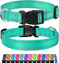 FunTags Reflective Dog Collar, Sturdy Nylon Collars for Small Girl and Boy Dogs, Adjustable Dog Collar with Quick Release Buckle, Turquoise
