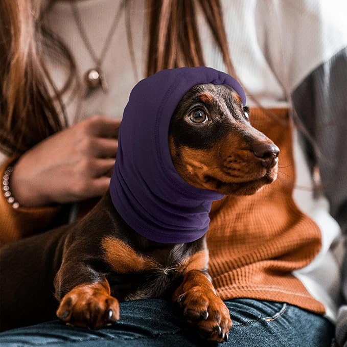 Nanaki Calming Hoodie for Dogs - Adjustable Ear Cover & Anxiety Relief, ML Purple | Noise Reduction Head Wrap for Fireworks, Thunderstorms, Grooming, Hematoma Recovery