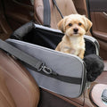Center Console Dog Car Seat for Small Dogs,Dog Booster Car Seat with Safety Belt and Pockets,Portable Pet Armrest for Puppy Cat Under 13 lbs (Grey)