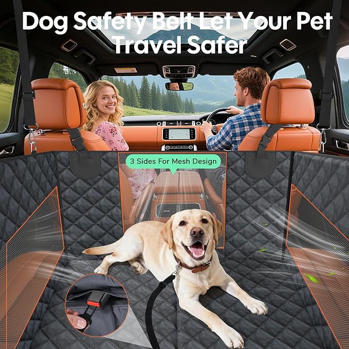 Dog Car Seat for Large Medium Dogs - Waterproof Non-Slip Pet Carseat for Medium Sized - Dog Hammock for Car SUV Truck - Hard Bottom Back Seat Extender for Dogs