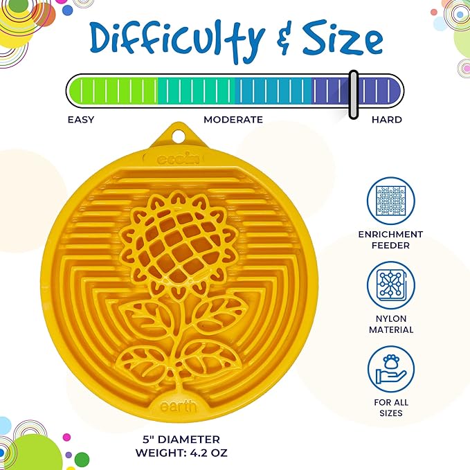 SodaPup Earth eCoin – Durable Slow Feeder Tray Made in USA from Non-Toxic, Pet-Safe, Food Safe Nylon Material for Mental Stimulation, Calming Nerves, Avoid Overfeeding, Promotes Fresh Breath & More