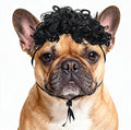 Funny Black Curly Dog Wig with Adjustable Strap - Pet Costume Accessory for Dog & Cat, Halloween, Christmas, Parties, Cosplay & Festivals - Fits Small Medium Large Dogs