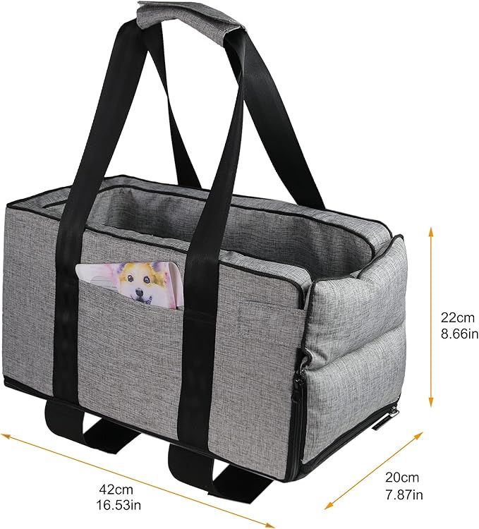 Small Dog Cat Car Booster Seat, Detachable and Washable Dog Carseats,Pet Travel Safety Car Seat for Car Center Console, Pet Travel Carrier Hammock Bed,Front Carseats Carrier Bag