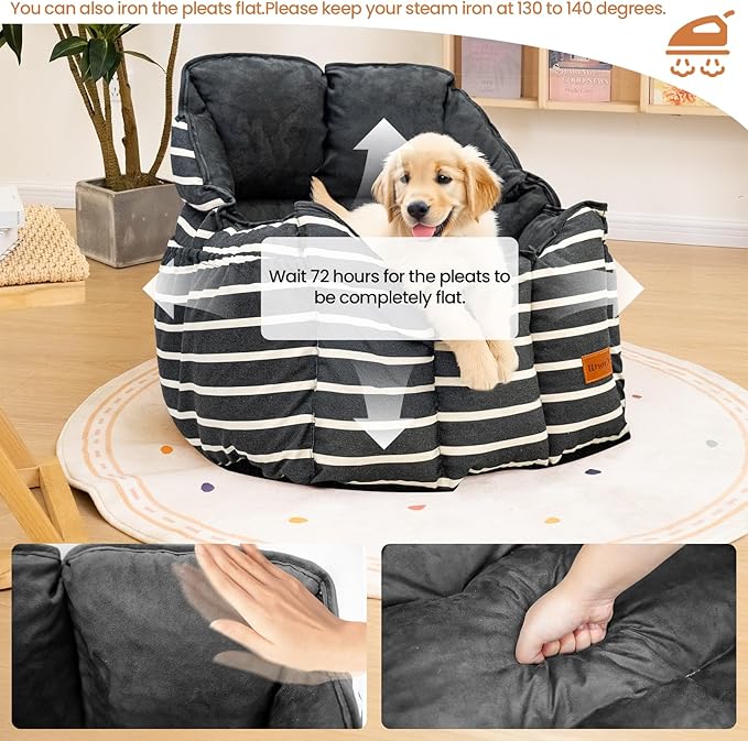 Small Dog Car Seats Washable Dog Booster Seat for Car Clip-On Leash and Cushion with Storage Pockets Under 25lbs Portable Travel Pet,Black