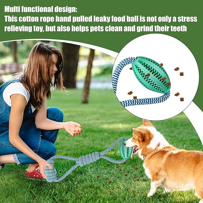 Dog Rope Ball Toy - Large Breed Dog Toy | Pet Interactive Rope Ball | Ropes Balls Dogs Large Breed | Interactive Food Dispenser String | Cotton Knot, Pet Chew Supplies for Easy Throwing