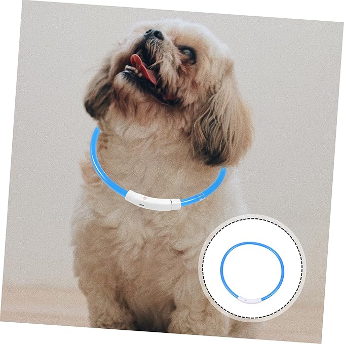 POPETPOP USB Rechargeable LED Pet Collar Luminous Dog Collar for Night Safety Stylish Glowing Design for Outdoor Use for Parties and Festivals