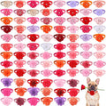 Reginary 100 Pcs Valentine's Day Dog Collar Flowers Bulk Flowers Pet Bows Floral Cat Accessory Adjustable Nylon Multicolor Pet Bowties Floral Collar for Small Pets(Romantic Color)