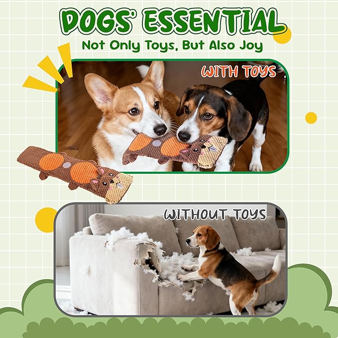 Dog Toys for Aggressive Chewers: 2 Pack Interactive Dog Toys for Boredom and Teething, Squeaky Chew Toy for Small, Medium Breed to Keep Them Busy（Squirrels & Mallards）
