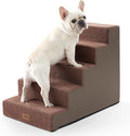 Dog Stairs for Small Dogs 5-Step, 19.7" Extra Wide Right-Angle Pet Stairs for Couch and Beds, Anti-Slip Dog Steps for Old Cats and Lowrider, 19.7x29.5x23.6 inch, Brown