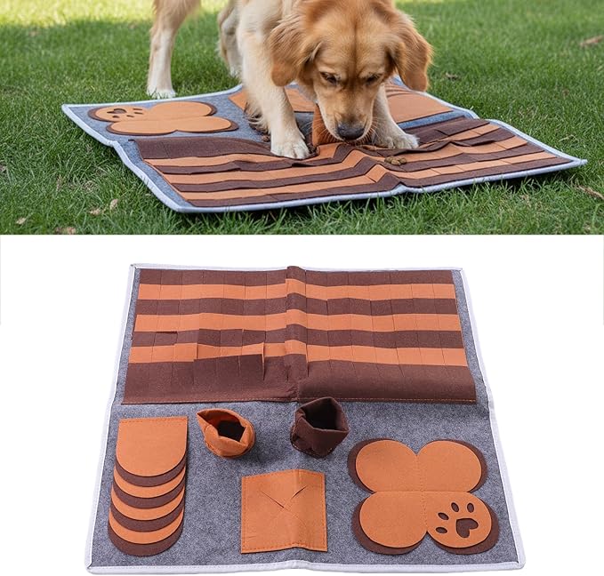 HEEPDD Dog Snuffle Mat, Interactive Feeding Toy Slow Feeder for Dogs with Rugged Felt Fabric, Enrichment Nose Work Scent Training Pad for Small Medium Large Pets, 22.64x22.64in