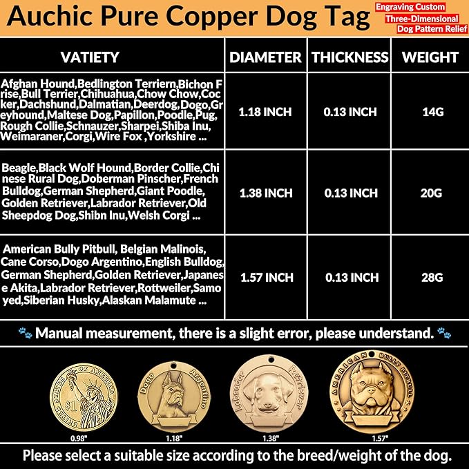 Vintage Pure Copper Pet ID Tags, Personalized Dog Tags, Three-Dimensional Relief Pet Pattern, Lettering on The Front and Back, Custom Pet Tags (B17-Shiba Inu)