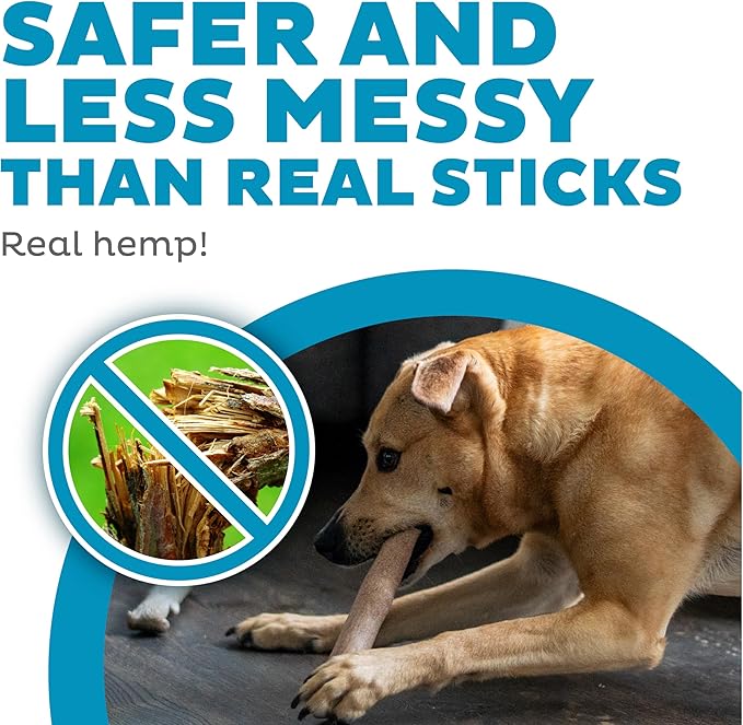 Outward Hound Dogwood Wood Durable Dog Chew Toys, Real Wood & Calming Hemp, 2-Pack, Medium