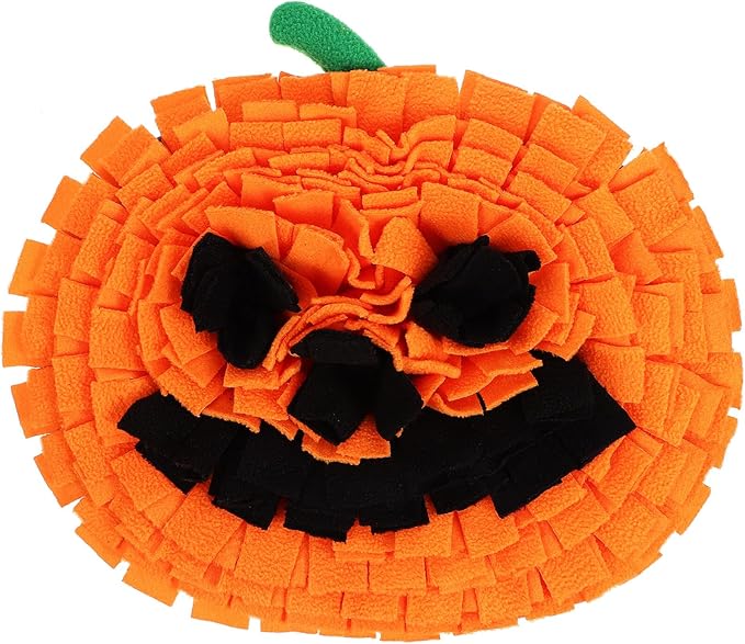 POPETPOP Dog Snuffle Mat Pumpkin Sniffing Feeding Mat for Large Breeds Compact Lightweight Dog Puzzle Toy Bright Design for Healthy Behavior